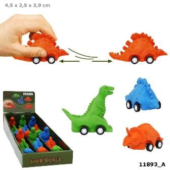 Dino World - Goma de borrar con Dino & ruedas a fricción