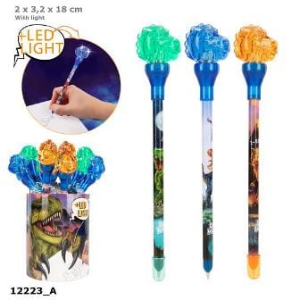 Dino World bolígrafo con luz LED - al escribir se ilumina 