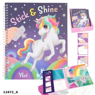 Ylvi Libro para colorear Stick & Shine - Pon acento con los stickers brillantes a los disenos