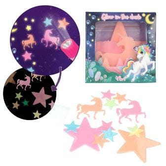 Ylvi - Set de pegatinas fluorescentes  Glow In The Dark con estrellas y unicornios