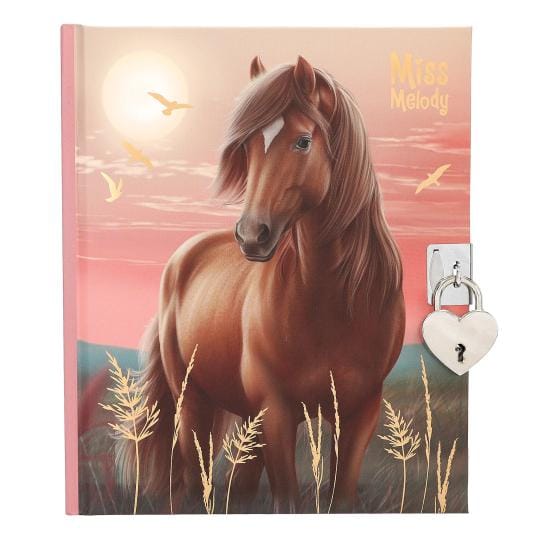 Miss Melody - Precioso diario personal con pegatinas y candado en forma de corazón