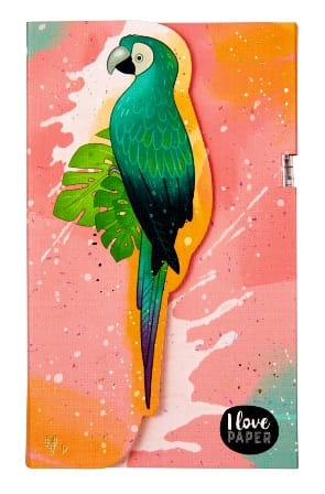 Linda libreta con muchas notas adhesivas y mini bolígrafo de gel - I love Paper