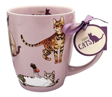Taza de porcelana gatos - I love cats & dogs - fabricado en Europa