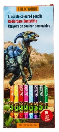 10 Lapices de colores borrables de madera Â¡Actividad creativa para los fanáticos de los dinosaurios