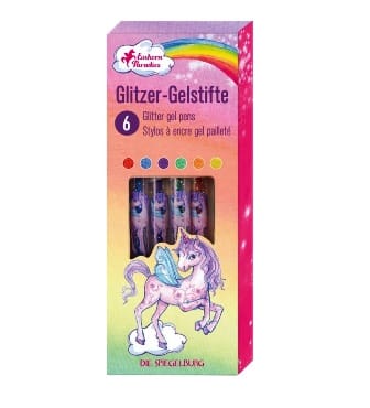 Boligrafos de gel con bella purpurina del paraiso de los unicornios 6 uds.