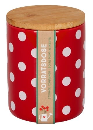 Tarro de cerámica con tapa de bambú de Puntitos alegres 