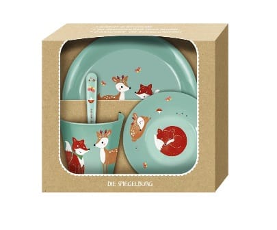 Precioso Set de regalo de vajilla con zorro y ciervo de Little Wonder - Made in Germany 
