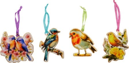 Bello colgante pajarito de metal  con cinta de satin 