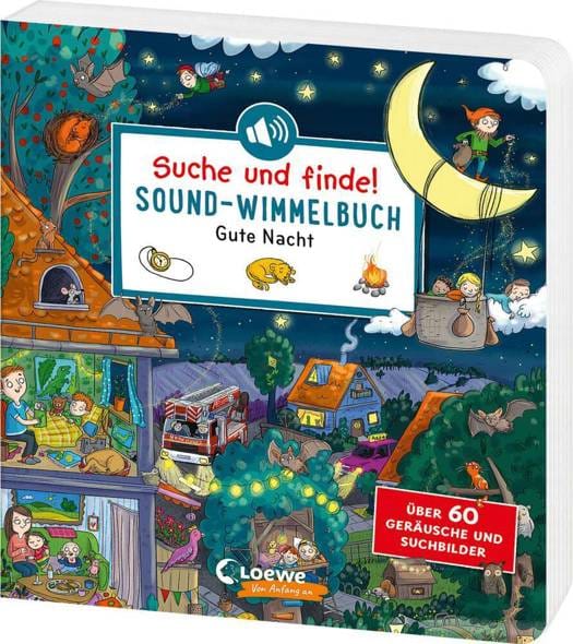 Suche und finde Sound-Wimmelbuch - Gute Nacht - Busca busca Buenas noches - Textos en aleman
