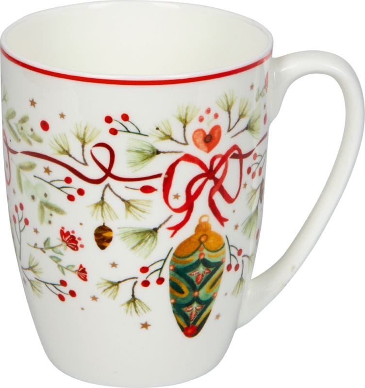 Taza de porcelana con delicado diseno navideno -  Feliz Navidad