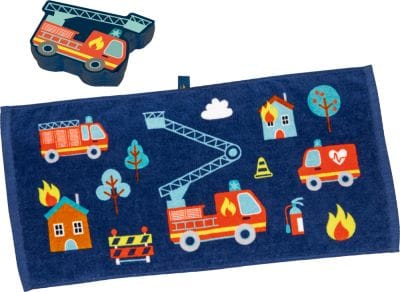 Toalla magica comprimida con diseno de bomberos de 100% de algodon 