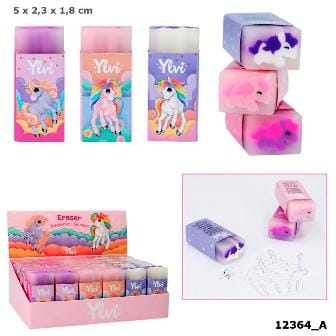 Ylvi Goma de borrar de gelatina transparente que esconde un precioso unicornio 