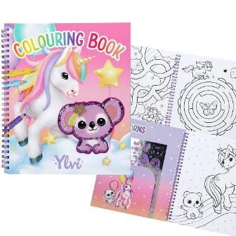 Libro para colorear con unicornio, stickers y lentejuelas de Ylvi