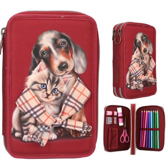 TOPModel estuche de 2 compartimentos FOR EVER FRIENDS - con bufanda aplicada que se puede anudar