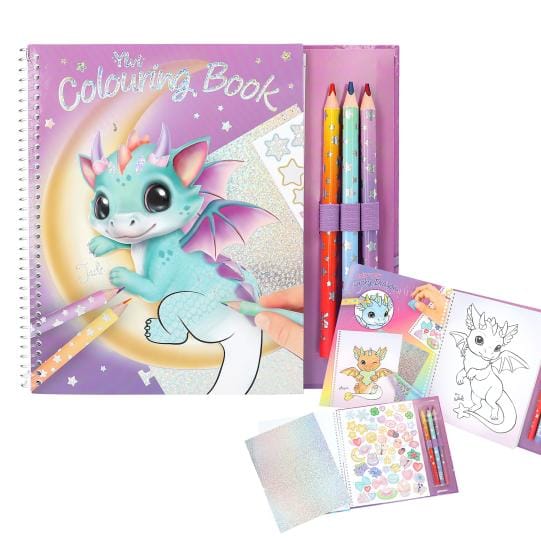Libro para colorear dragones de la suerte y con 3 lápices gruesos multicolor