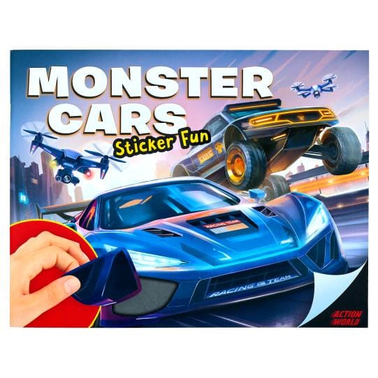 Action World - Monster Cars Diversión con 200 pegatinas creando tus autos a tu estilo 