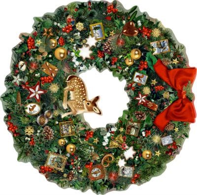 Pequena corona navidena con ciervo, calendario de adviento de pared A3 - B.Behr