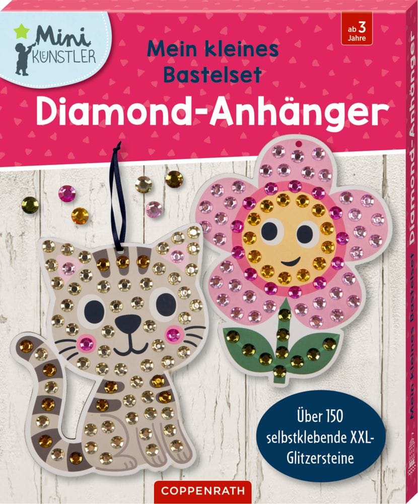 Mi pequeno set de manualidades - Colgante de diamantes - Flor y Gato 